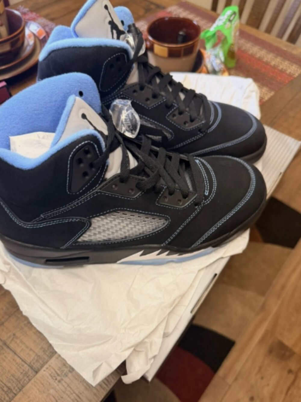 Nike Air Jordan Retro 5 BLACK UNIVERSITY BLUE CAROLINA UNC 2026 NEW - Picture 4 of 5